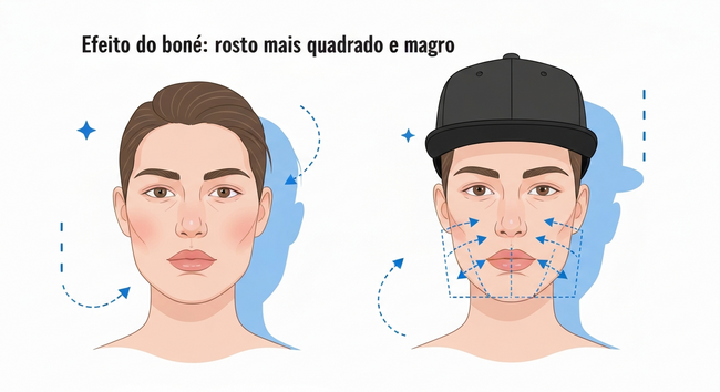 Boné valorizando formato do rosto
