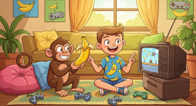 Macaco banana e video game
